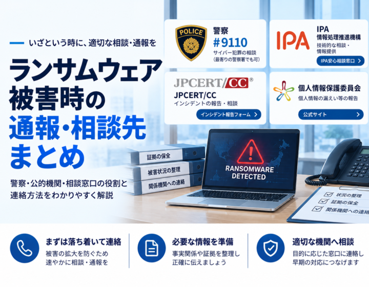 ランサムウェア被害はどこに通報・相談する?