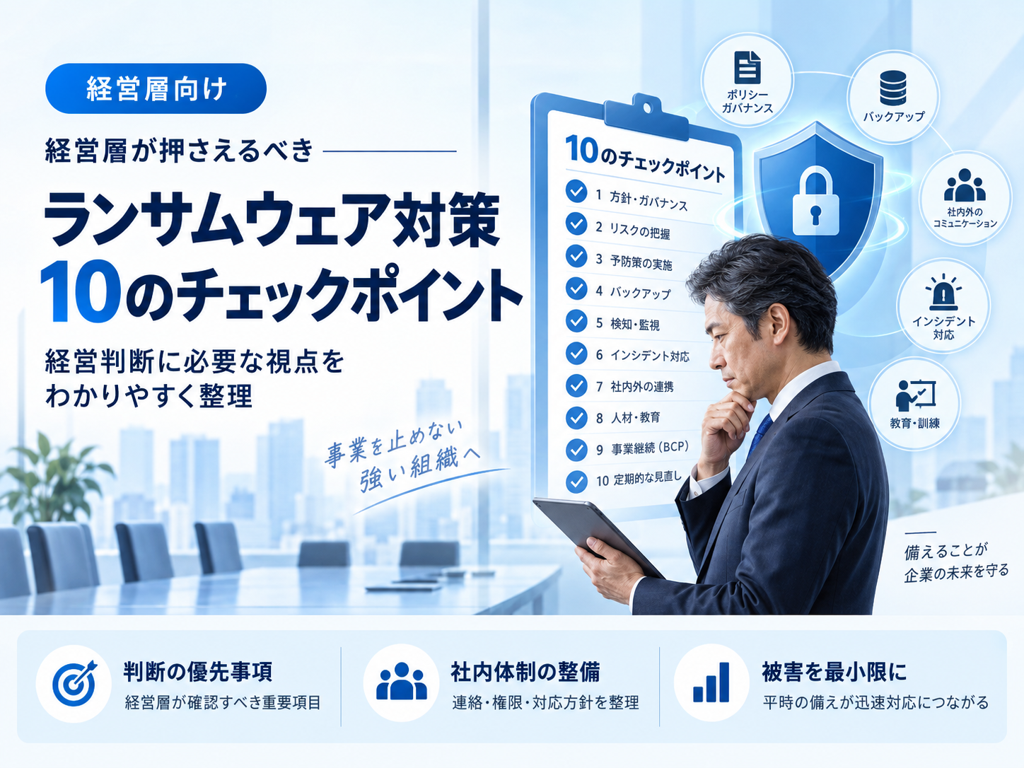 経営者が最初に確認すべきランサムウェア対策10項目